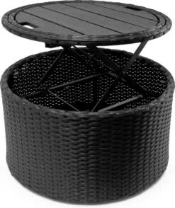 Casaria Polyrattan Zonne-Eiland Ø185cm – Incl. Kussens - Zwart Crème -Tuin En Buiten 1009x1200