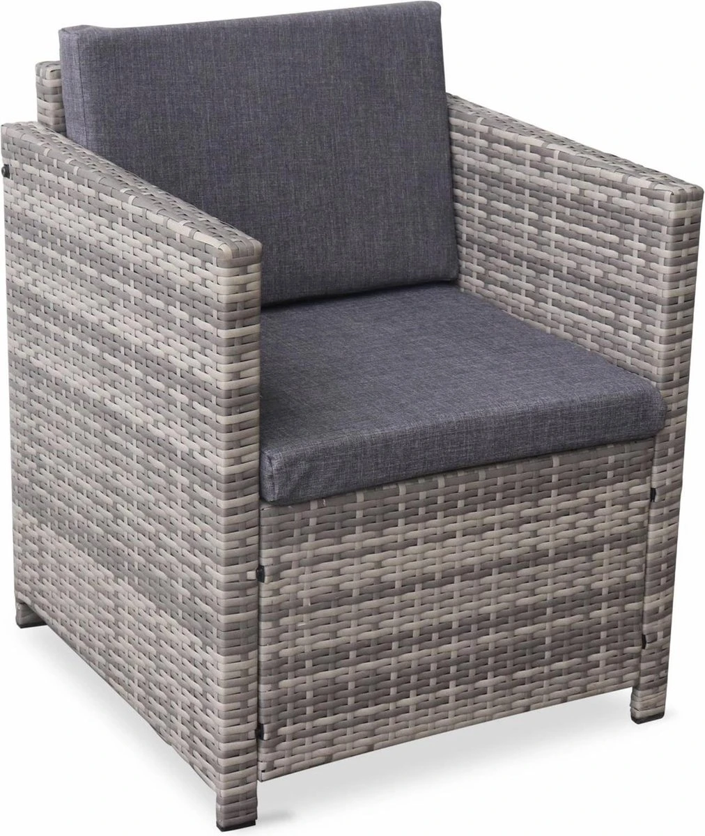 Alice's Garden Loungeset Perugia - 4 Plaatsen - Kleine Tuinset - Wicker - Grijstinten 4 Alice's Garden Loungeset Perugia - 4 Plaatsen - Kleine Tuinset - Wicker - Grijstinten - Afbeelding 4