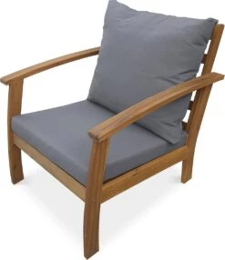 Houten Loungeset 4 Plaatsen - Ushuaïa - Grijs Kussens, Bank, Fauteuils En Lage Tafel Van Acacia, Design 6 Houten Loungeset 4 Plaatsen - Ushuaïa - Grijs Kussens, Bank, Fauteuils En Lage Tafel Van Acacia, Design -Tuin En Buiten 1036x1200