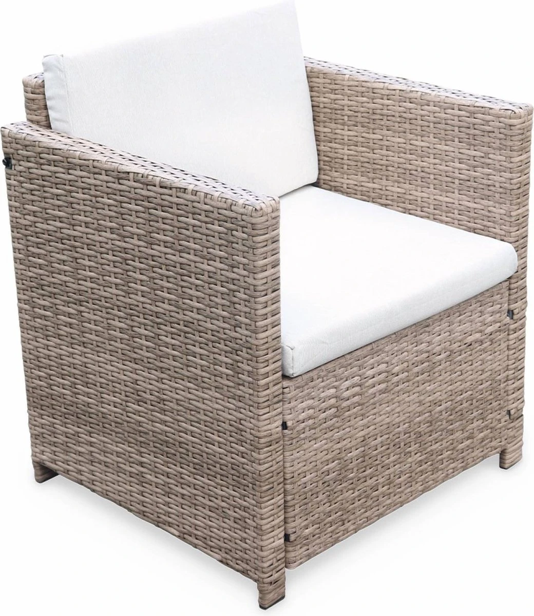 Alice's Garden Loungeset Perugia - 4 Plaatsen - Kleine Tuinset - Wicker - Naturel/beige 4 Alice's Garden Loungeset Perugia - 4 Plaatsen - Kleine Tuinset - Wicker - Naturel/beige - Afbeelding 4