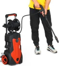 Merkloos Home Hogedrukreiniger - 2100W - 165 Bar - Met Verstelbare Nozzles Slanghaspel 5m Netsnoer 10m Slang - Voor Reiniging Huis Auto Tuin -Tuin En Buiten 1083x1200