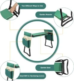 Uten - Kniebankje Tuin - Knie Steun - Tuinkruk Inklapbaar - Kniesteun Tuinieren - Kniekussen - Tot 150 Kg - Groen -Tuin En Buiten 1104x1200