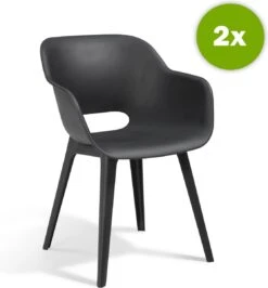 Allibert Akola Tuinstoelen - 2 Stuks -56,5x55x80cm - Donkergrijs -Tuin En Buiten 1115x1200 3