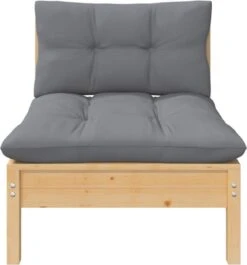 VidaXL 3-delige Loungeset Met Grijze Kussens Massief Grenenhout -Tuin En Buiten 1118x1200 3