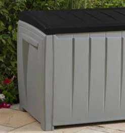 Keter Novel Opbergbox - 340L - 124x55x62.5cm - Grijs -Tuin En Buiten 1127x1200