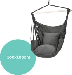 Hangmat Stoel - Hangstoel Voor Binnen Of Buiten - Incl. 2 Kussens - Zwart/Grijs Antraciet -Tuin En Buiten 1141x1200 2