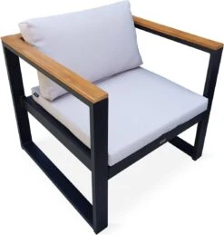 Loungeset 5 Plaatsen Van Aluminium En Eucalyptus – NAZCA – Antraciet Structuur, Lichtgrijs Kussens 14 Loungeset 5 Plaatsen Van Aluminium En Eucalyptus – NAZCA – Antraciet Structuur, Lichtgrijs Kussens -Tuin En Buiten 1145x1200