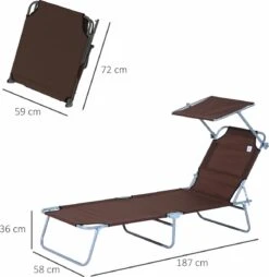 Outsunny Ligstoel Ligbank Voor Buiten Ligstoel Voor Op Het Strand Inklapbaar Met Zonnedak 3 Kleuren 84B-001 -Tuin En Buiten 1166x1200 3