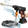 Merkloos Elektrische Accu-Hogedrukreiniger - 1.2mpa - Multifunctioneel Mondstuk - Draagbaar Oplaadbaar Snoerloos - Reinigingsspuitpistool - Met Rijke Accessoires - Voor Auto, Tuin, Terras, Raam - Zwart