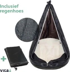 Vita5 Macramé Hangstoel - Voor Binnen En Buiten - Zonder Standaard - Incl. Kussen, Boekenvak En Beschermhoes - Tot 150kg - Beige -Tuin En Buiten 1171x1200