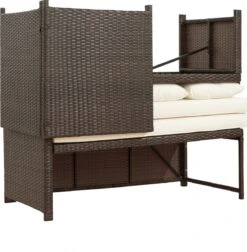 Teamson Home 3-Delig Hoek Loungeset - Tuinmeubelen - Tuinbank - Omvat Tafel En Kussens - Rotan - Bruin/Wit -Tuin En Buiten 1177x1200 1