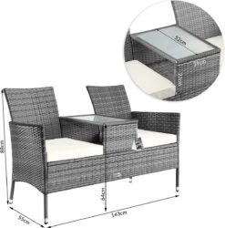 Casaria Polyrattan Tuinbank - Incl. Tafel & Kussens 7 Cm - Grijs 12 Casaria Polyrattan Tuinbank - Incl. Tafel & Kussens 7 Cm - Grijs -Tuin En Buiten 1185x1200 12