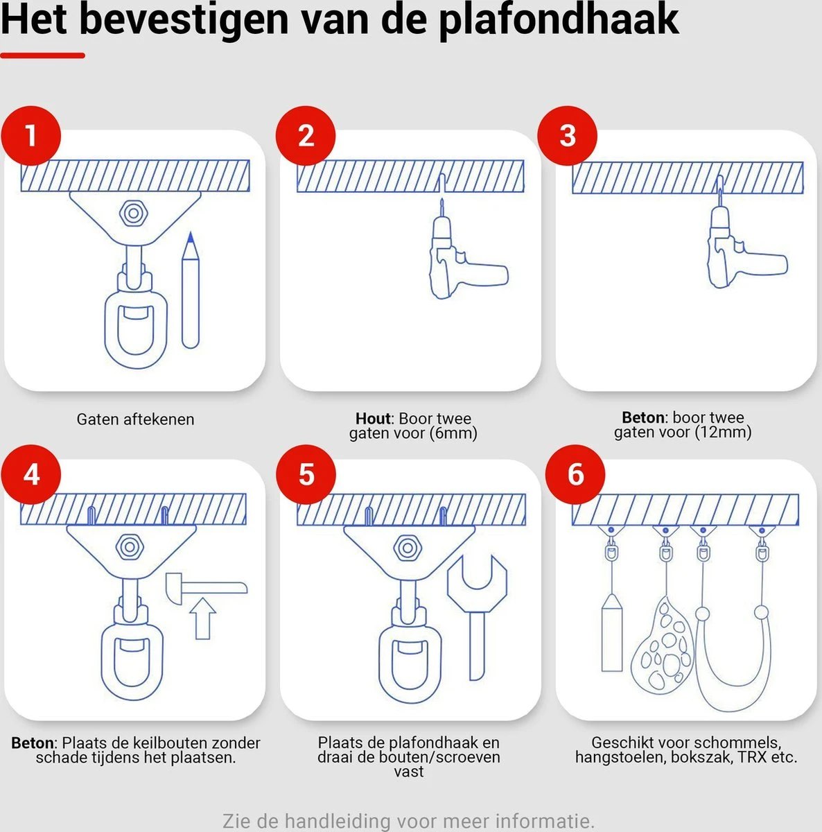Ophangsysteem - Plafondhaak RVS - Ophanghaak TRX - Hangstoel Buiten - Hangstoel Binnen – Schommelstoel - Schommel - Bokszakken - RVS - 300kg 8 Ophangsysteem - Plafondhaak RVS - Ophanghaak TRX - Hangstoel Buiten - Hangstoel Binnen – Schommelstoel - Schommel - Bokszakken - RVS - 300kg - Afbeelding 8