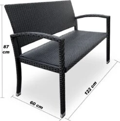 Casaria Polyrattan Tuinbank – 2 Zits UV-bestendig - Zwart -Tuin En Buiten 1190x1200 3