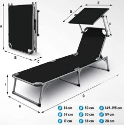 Sens Design Zonnebed - Ligbed Inklapbaar Met Zonneklep - Zwart -Tuin En Buiten 1191x1200 6