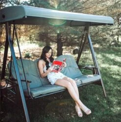 SORARA® Luxe Schommelbank Met Zonnescherm - Bruin - Zware Kwaliteit. -Tuin En Buiten 1192x1200 4