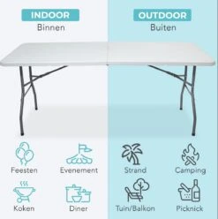 LifeGoods Klaptafel - Inklapbaar - 70x180cm - Verstelbare Vouwtafel - Weerbestendig - Wit -Tuin En Buiten 1193x1200 6