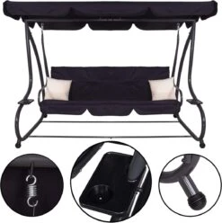 Springos Schommelbank | Linda-Schommel | 3-zits | Waterafstotend | Inclusief 2 Kussens | Verstelbare Luifel | 162 X 200 X 120 Cm | Zwart 24 Springos Schommelbank | Linda-Schommel | 3-zits | Waterafstotend | Inclusief 2 Kussens | Verstelbare Luifel | 162 X 200 X 120 Cm | Zwart -Tuin En Buiten 1194x1200 4