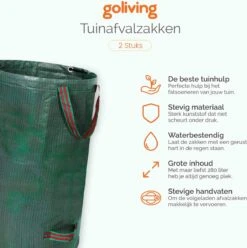 Goliving Tuinafvalzak - Set Van 2- Tuinafvalzakken Opvouwbaar - Tuinzak - Tuinafvalemmer - 2x 280 Liter - Groen -Tuin En Buiten 1195x1200