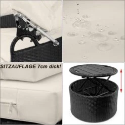 Casaria Polyrattan Zonne-Eiland Ø185cm – Incl. Kussens - Zwart Crème -Tuin En Buiten 1198x1200 2