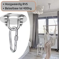 Plafondhaak – Voor Beton En Hout - Hangstoel – Hangmat – Bokszak – RVS – Binnen En Buiten – Ophangsysteem – Ophanghaak – 400KG -Tuin En Buiten 1199x1200 14