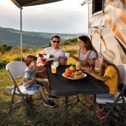 Lenx Klaptafel - Inklapbare Tafel - Opvouwbare Tuintafel - Vouwtafel - Inclusief Handvat En 2 Tafelkleden - 180x75x74cm - 6 Tot 8 Personen -Tuin En Buiten 1199x1200 15