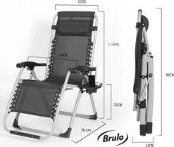 Brulo - Ligstoel Tuin - Ligstoelen - Strandstoel Opvouwbaar - Tuinstoel - Incl Tafel En Hoofdkussen -Tuin En Buiten 1200x1012