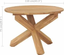 VidaXL Tuintafel Ø110x75 Cm Massief Teakhout -Tuin En Buiten 1200x1025 2