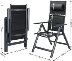 Casaria Tuinstoel Aluminium - 2 Stuks Inklapbaar - Antraciet -Tuin En Buiten 1200x1026 2