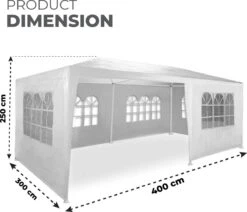 MaxxGarden Partytent - Paviljoen - 300 X 600 X 250 Cm - Met Zijwanden - Waterdicht Pro - 32mm Buizen – Wit -Tuin En Buiten 1200x1030