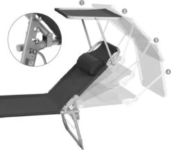 Ligstoel Met Hoofdsteun En Zon Bescherming Verstelbare Rugleuning Inklapbaar Donker Grijs Ligbed Tuin -Tuin En Buiten 1200x1055 1