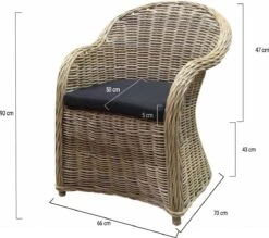 Roma Dining Tuinstoel Naturel Rotan - Suntech Kussen -Tuin En Buiten 1200x1065 1