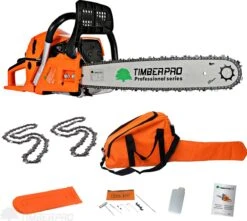 Tuin En Buiten 25 TIMBERPRO - Kettingzaag - 62 Cc - Benzine - Zwaardlengte 50 Cm - Met Transportzak - Met 2e Ketting
