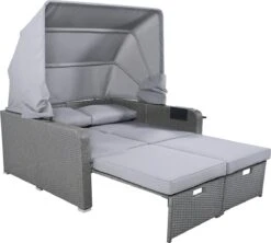 Polyrattan Patio Rieten Meubels Set Voor 2 Personen-Outdoor Rattan Sofa Set Met Intrekbare Luifel-lounge Bank-PE Rotan Loveseat Voor Achtertuin Veranda Tuin Zwembad Balkon-grijs -Tuin En Buiten 1200x1078 6