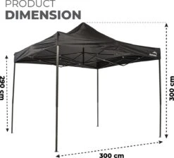 MaxxGarden Easy-up Partytent - 3x3m - Standaard - Waterdicht - Opvouwbaar - Inclusief Draagtas - Zwart 11 MaxxGarden Easy-up Partytent - 3x3m - Standaard - Waterdicht - Opvouwbaar - Inclusief Draagtas - Zwart -Tuin En Buiten 1200x1086