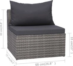 VidaXL 3-delige Loungeset Met Kussens Poly Rattan Grijs -Tuin En Buiten 1200x1095 1