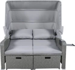 Polyrattan Patio Rieten Meubels Set Voor 2 Personen-Outdoor Rattan Sofa Set Met Intrekbare Luifel-lounge Bank-PE Rotan Loveseat Voor Achtertuin Veranda Tuin Zwembad Balkon-grijs -Tuin En Buiten 1200x1128 7
