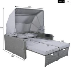 Polyrattan Patio Rieten Meubels Set Voor 2 Personen-Outdoor Rattan Sofa Set Met Intrekbare Luifel-lounge Bank-PE Rotan Loveseat Voor Achtertuin Veranda Tuin Zwembad Balkon-grijs -Tuin En Buiten 1200x1130 5