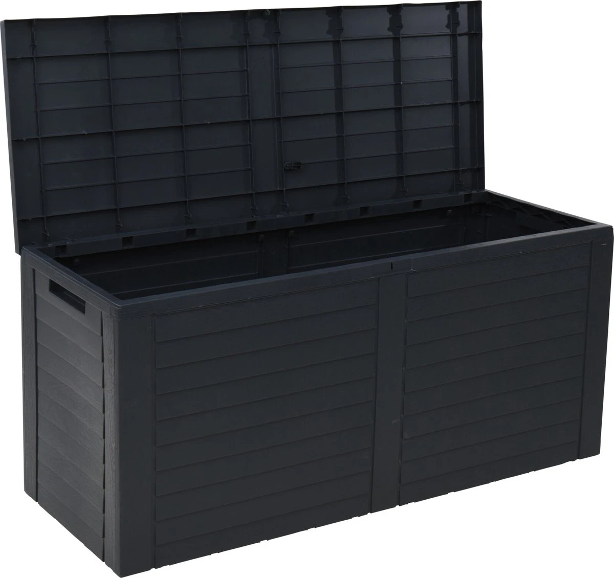 KOOPMAN Kussenbox - Tuinkist - Opslagbox - 240 Liter - Met Verzonken Handgrepen - 115x45x53CM - Zwart 2 KOOPMAN Kussenbox - Tuinkist - Opslagbox - 240 Liter - Met Verzonken Handgrepen - 115x45x53CM - Zwart - Afbeelding 2