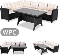 Casaria Polyrattan Tuinset - 15 Delig Voor 6 Personen – Crème Zwart -Tuin En Buiten 1200x1131 4