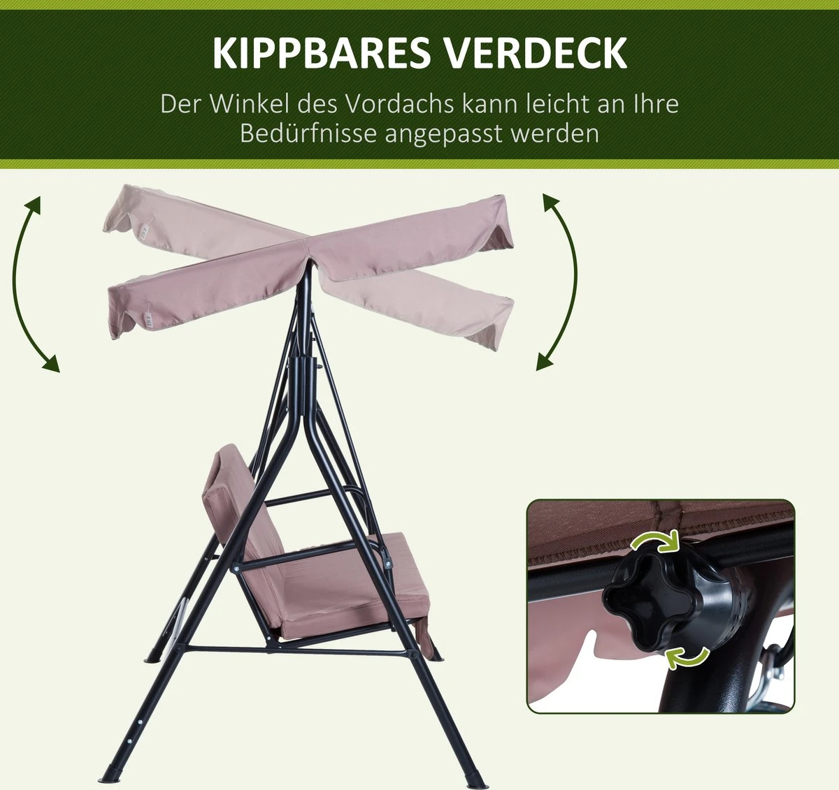 Outsunny Hollywoodschommel 3-zits Tuinschommel Schommelbank Met Dak 3 Kleuren 84A-054 3 Outsunny Hollywoodschommel 3-zits Tuinschommel Schommelbank Met Dak 3 Kleuren 84A-054 - Afbeelding 3