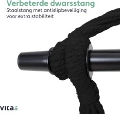 Vita5 XXL Hangstoel - Binnen&Buiten Hangnest - Incl. 2 Kussens En Boekenvak - Volwassenen&Kinderen - Hangmatstoel Tot 225kg - Zwart -Tuin En Buiten 1200x1134 7