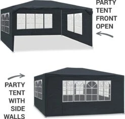 MaxxGarden Partytent - Paviljoen - 3x4m - Incl. Zijwanden - Waterdicht - Antraciet -Tuin En Buiten 1200x1142