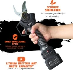 Reichlër® Elektrische Snoeischaar - 40 Mm Snijdiameter - 2x Accu - Anti-cut Functie - Heggenschaar - Takkenschaar - Zwart 10 Reichlër® Elektrische Snoeischaar - 40 Mm Snijdiameter - 2x Accu - Anti-cut Functie - Heggenschaar - Takkenschaar - Zwart -Tuin En Buiten 1200x1145