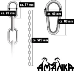 2x 50cm Hangende Stoelketting Tot 230kg - 4 Karabiners - Schommel Hangmat Bokszak Ophanging -Tuin En Buiten 1200x1145 4
