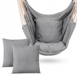 RENALUX Hangstoel Buiten En Binnen - Hangstoel Voor Binnen - Hangstoel Zonder Standaard - Hangstoel Cocoon - Gratis 2 Zachte Kussens - 150 KG - Grijs -Tuin En Buiten 1200x1148 3