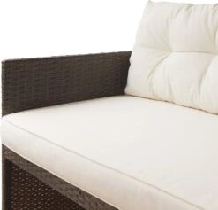 Teamson Home 3-Delig Hoek Loungeset - Tuinmeubelen - Tuinbank - Omvat Tafel En Kussens - Rotan - Bruin/Wit -Tuin En Buiten 1200x1150