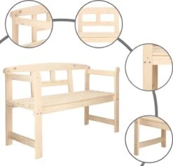 Merkloos Springos Tuinbank | Tuinbankje | Zitbank Buiten | Naaldhout | 119 X 78 X 45 Cm | Licht -Tuin En Buiten 1200x1152 7