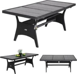 Casaria Polyrattan Tuintafel - WPC Tafelblad 190x90x74 Cm – Zwart -Tuin En Buiten 1200x1154 1