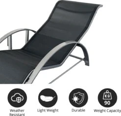 MaxxGarden Ligbed Set - 2 Stuks Zwart - Met Tafel - Sun Loungers - Loungebed -Tuin En Buiten 1200x1155 1